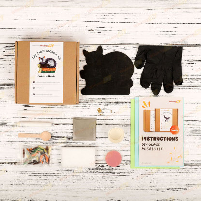 Cat Lying on Book Glass Mosaic Kit