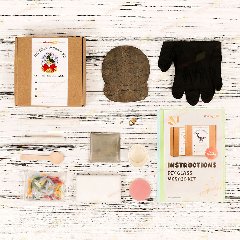 Christmas Tree Snow Globe Glass Mosaic Kit