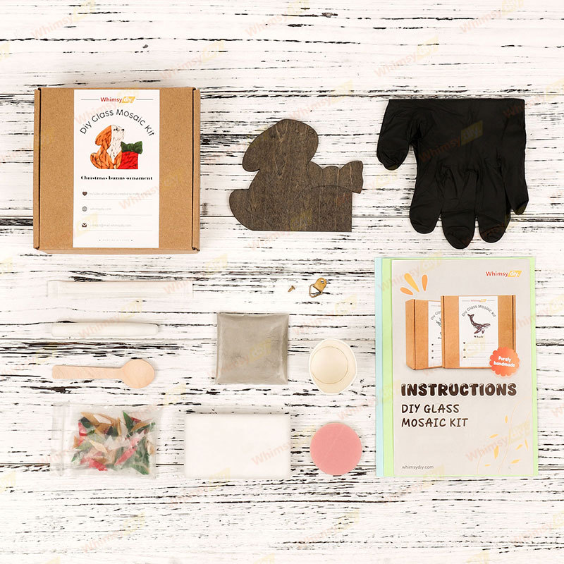 Christmas Bunny Ornament Glass Mosaic Kit