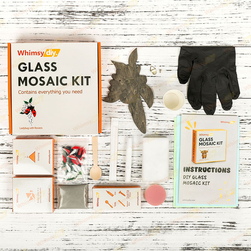 Whimsy DIY Ladybug With Flowers Glass Mosaic Kit Puzzles