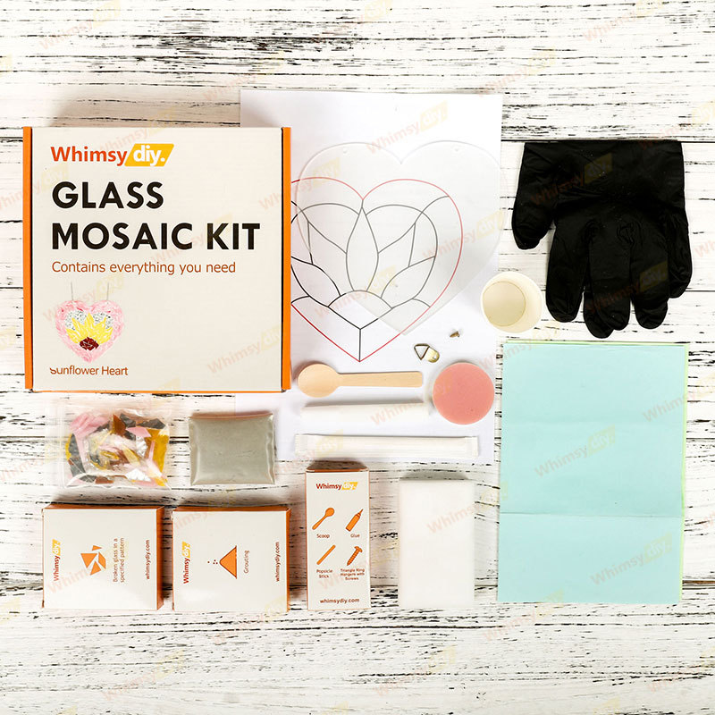 Whimsy DIY Sunflower Heart Glass Mosaic Kit Puzzles