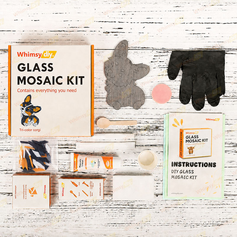 Whimsy DIY tri-color corgi Glass Mosaic Kit Puzzles