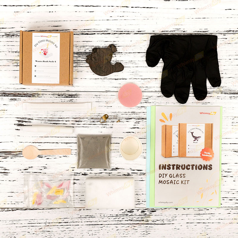 Winter Birds Christmas Ornaments Glass Mosaic Kit - Style 4