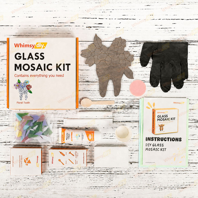 Whimsy DIY Floral Tooth Glass Mosaic Kit Puzzles