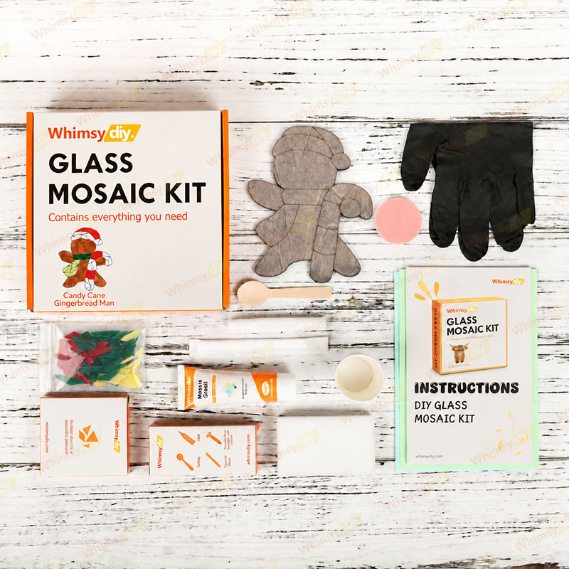Whimsy DIY Candy Cane Gingerbread Man Glass Mosaic Kit Puzzles