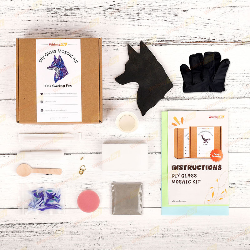 Gazing Fox Glass Mosaic Kit | DIY Arts & Crafts Kit for Adults