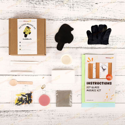 Front Facing Goldfinch Glass Mosaic Kit | DIY Arts & Crafts Kit for Adults