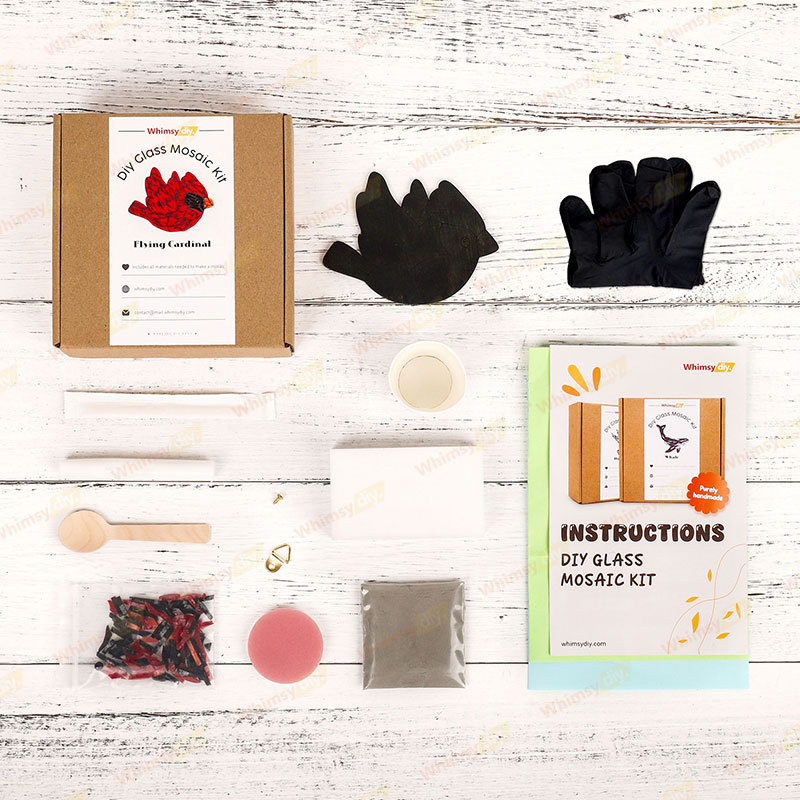 Flying Cardinal Glass Mosaic Kit | DIY Arts & Crafts Kit for Adults