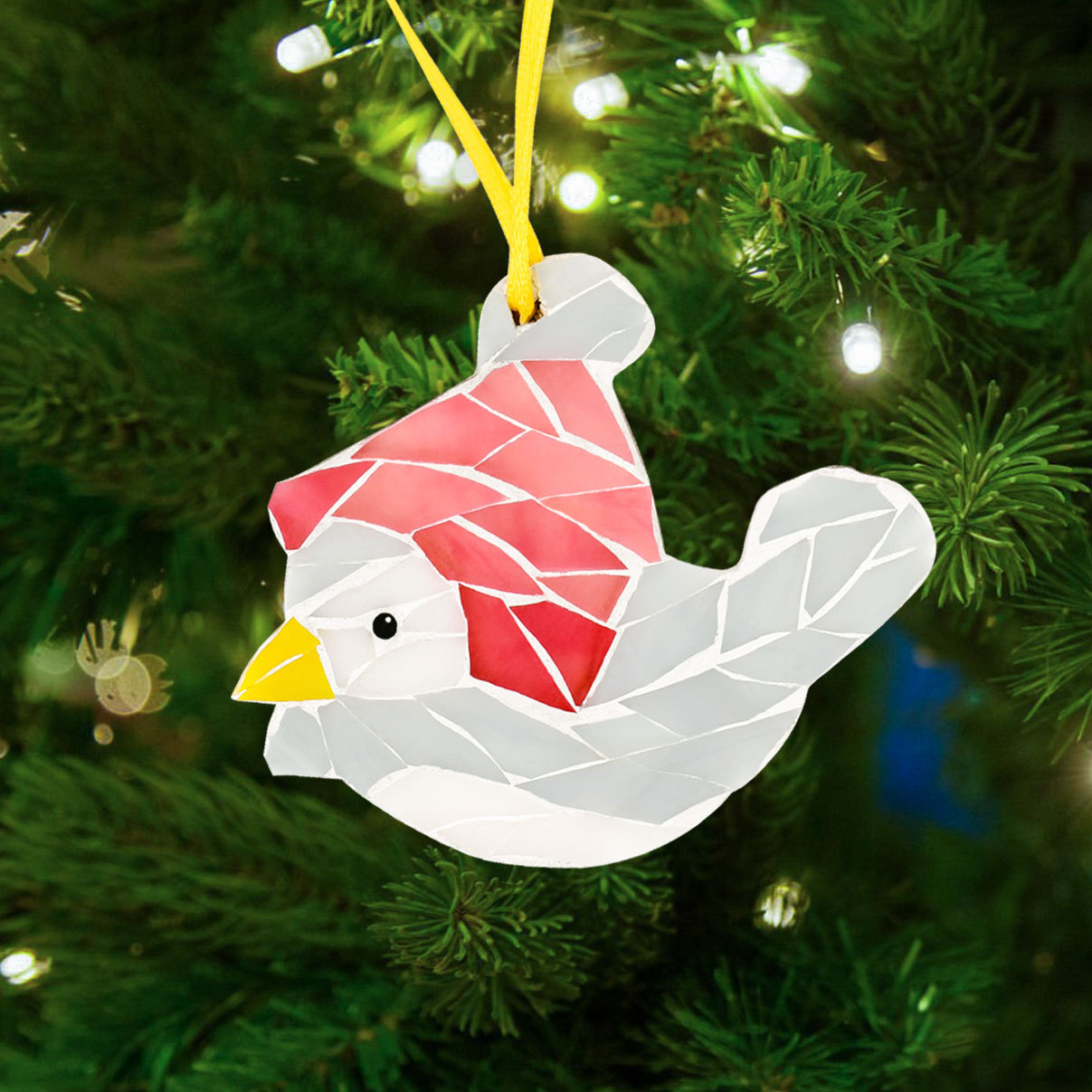 Winter Birds Christmas Ornaments Glass Mosaic Kit - Style 4