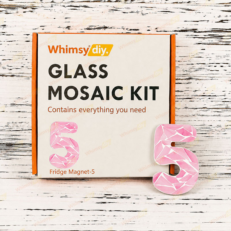 Whimsy DIY Fridge Magnet numbers-5 Glass Mosaic Kit Puzzles