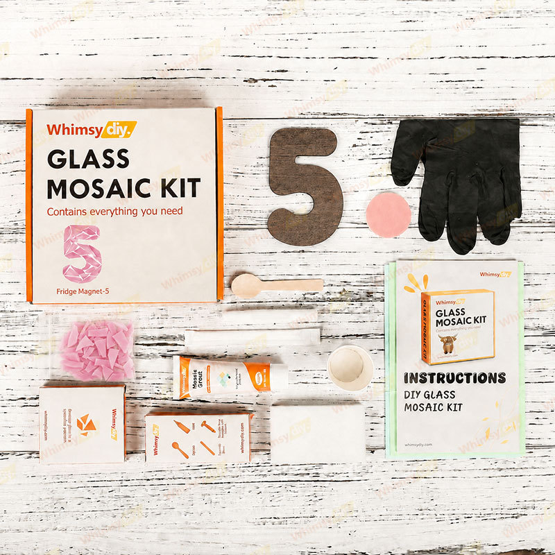 Whimsy DIY Fridge Magnet numbers-5 Glass Mosaic Kit Puzzles