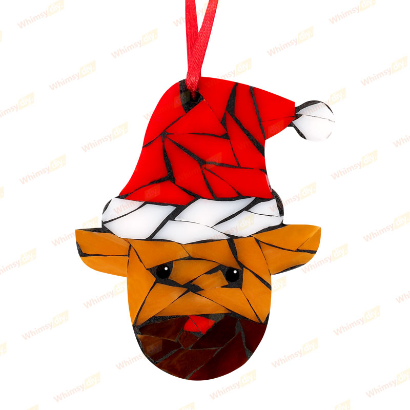 Rudolf The Reindeer Christmas Ornaments Glass Mosaic Kit -Style 1