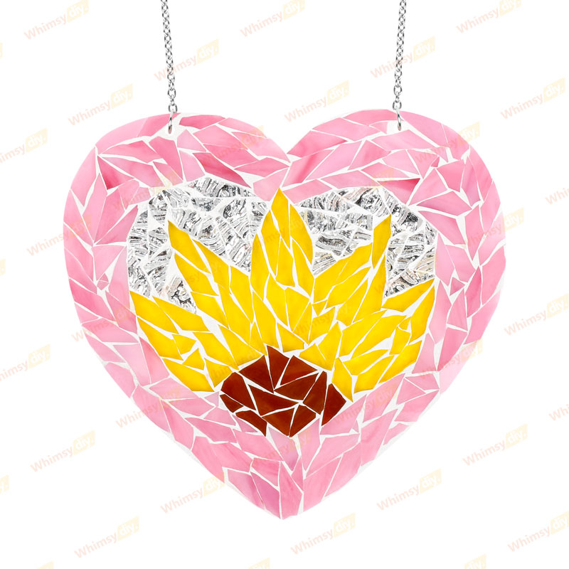 Whimsy DIY Sunflower Heart Glass Mosaic Kit Puzzles
