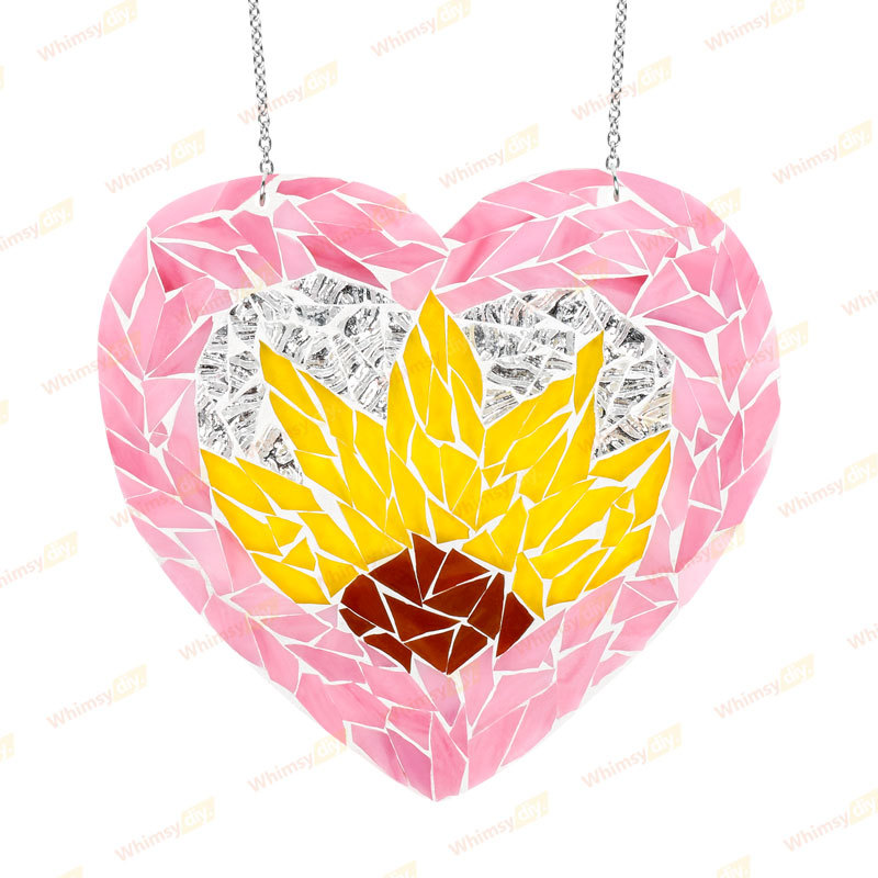 Whimsy DIY Sunflower Heart Glass Mosaic Kit Puzzles