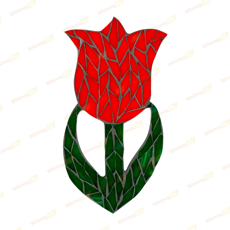 Whimsy DIY Red Tulip Flower Glass Mosaic Kit Puzzles