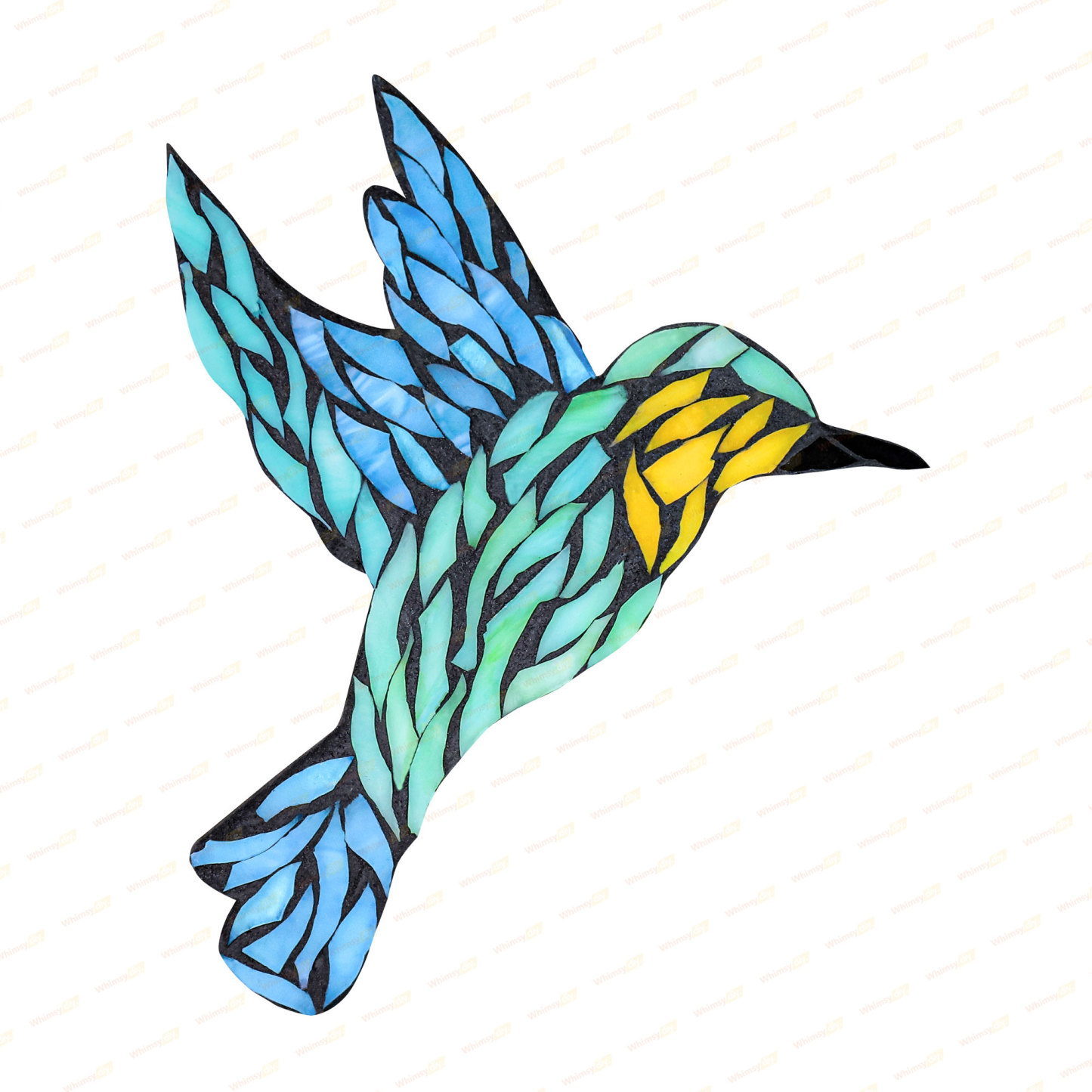 A beautiful hummingbird created from a glass mosaic kit