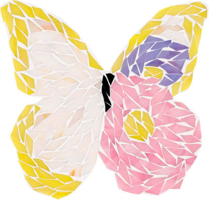 Whimsy DIY Pink Peony Butterfly Glass Mosaic Kit Puzzles