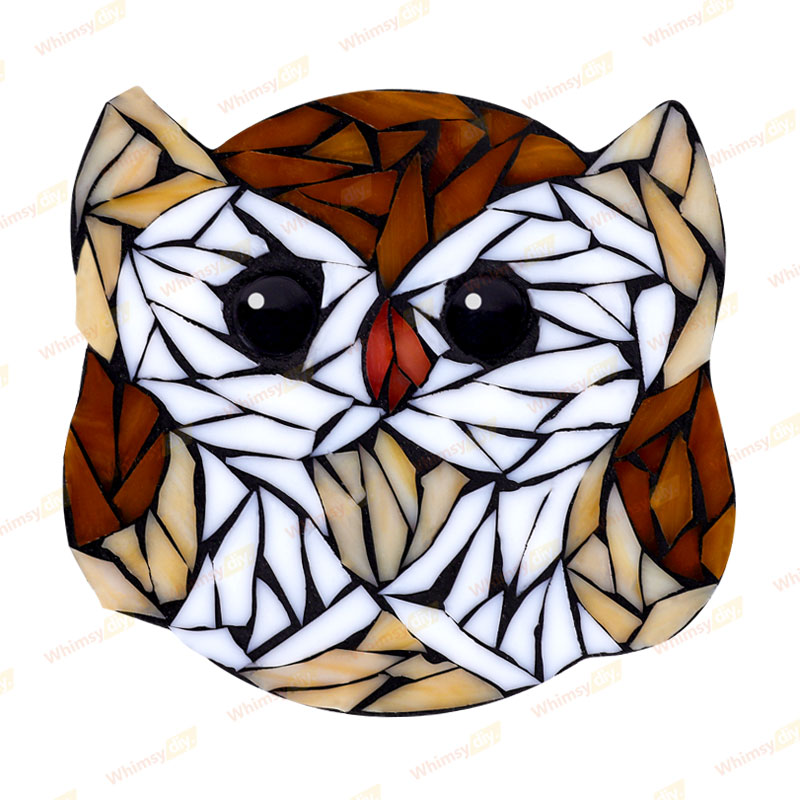Owl Glass Mosaic Kit | DIY Arts & Crafts Kit for Adults | Brown