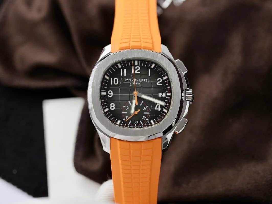 Patek Philippe Aquanaut Chronograph 5968A-001 Black Dial Orange Rubber Strap Replica 42.2mm