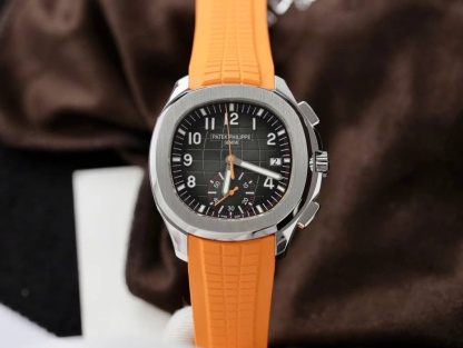 Patek Philippe Aquanaut Chronograph 5968A-001 Black Dial Orange Rubber Strap Replica 42.2mm