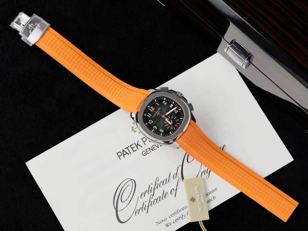 Patek Philippe Aquanaut Chronograph 5968A-001 Black Dial Orange Rubber Strap Replica 42.2mm