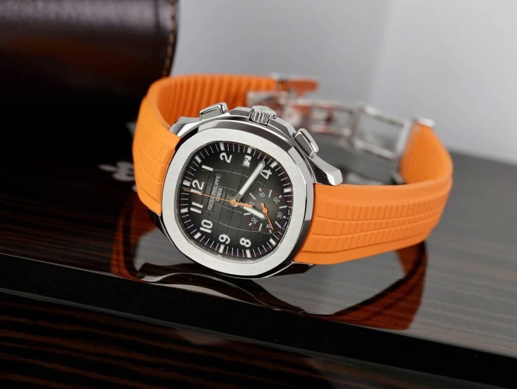Patek Philippe Aquanaut Chronograph 5968A-001 Black Dial Orange Rubber Strap Replica 42.2mm