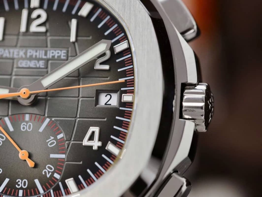 Patek Philippe Aquanaut Chronograph 5968A-001 Black Dial Orange Rubber Strap Replica 42.2mm