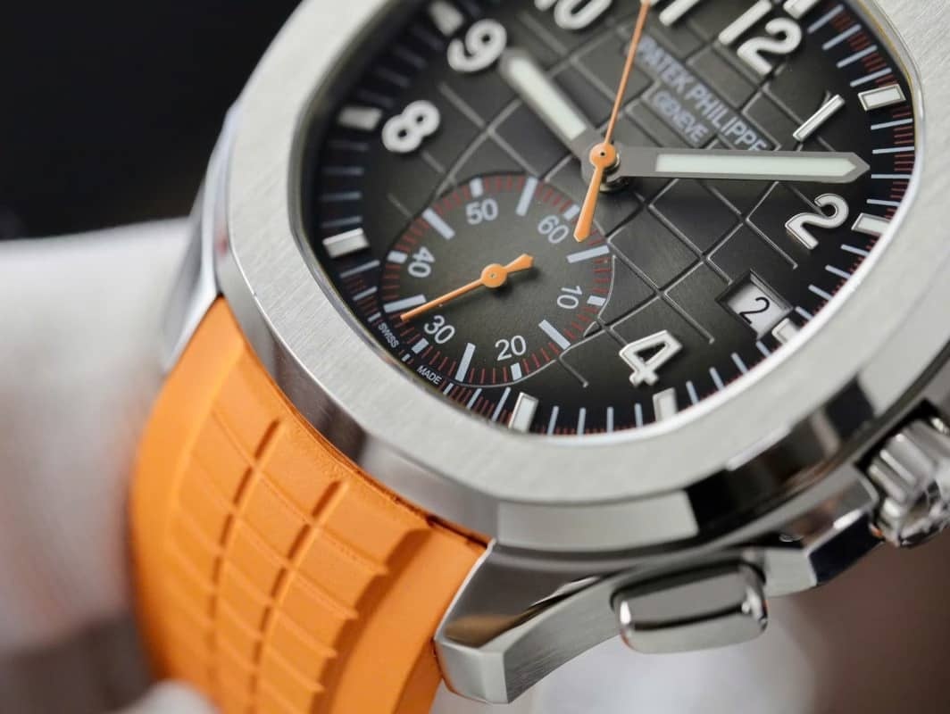 Patek Philippe Aquanaut Chronograph 5968A-001 Black Dial Orange Rubber Strap Replica 42.2mm