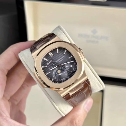 Patek Philippe Nautilus 5712R Rose Gold Grey Dial Leather Best Replica PPF V2 40mm