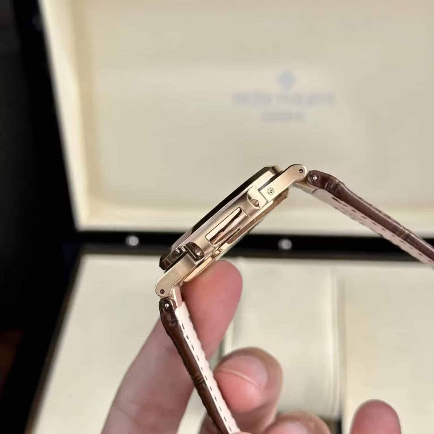 Patek Philippe Nautilus 5712R Rose Gold Grey Dial Leather Best Replica PPF V2 40mm