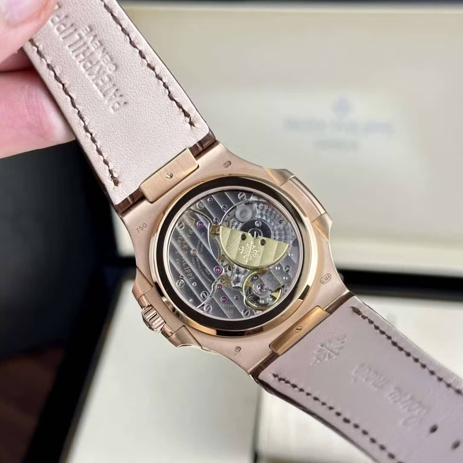 Patek Philippe Nautilus 5712R Rose Gold Grey Dial Leather Best Replica PPF V2 40mm