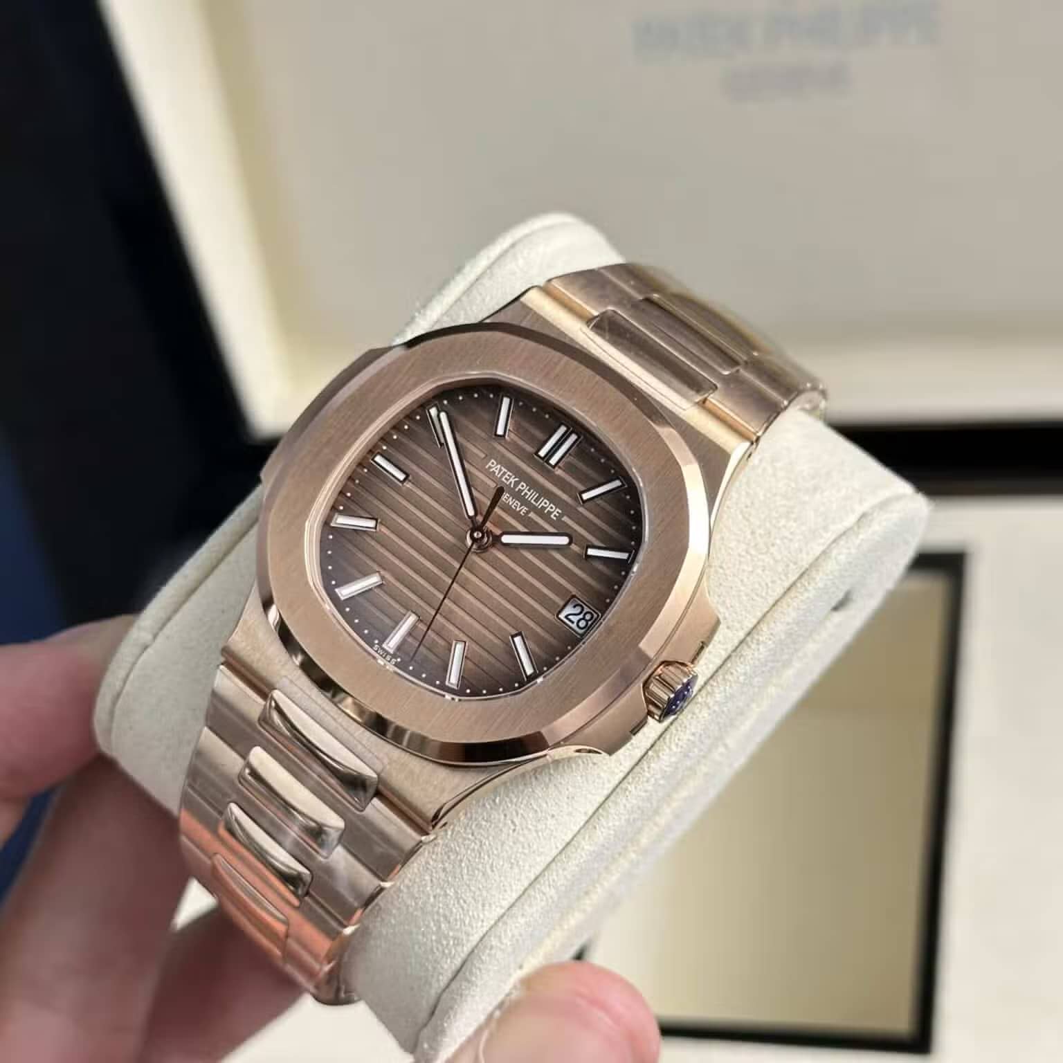 Patek Philippe Nautilus 57111R-001 Rose Gold Brown Dial Best Replica 40mm