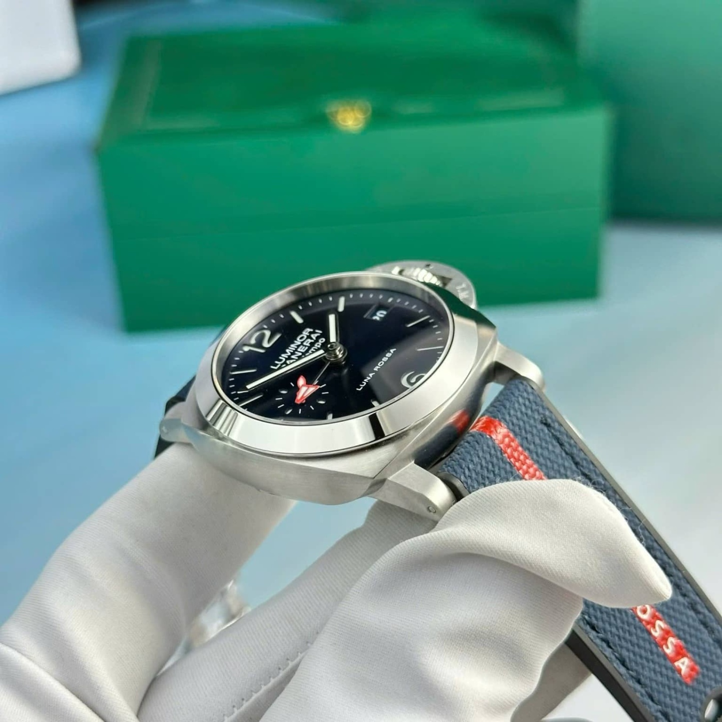 Panerai Luminor Quaranta BiTempo Luna Rossa PAM01404 Blue Dial Rubber Strap Best Replica VSF 40mm