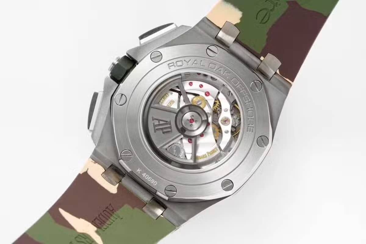 Audemars Piguet Royal Oak Offshore Chronograph 26400SO Beige Dial Green Ceramic Bezel Rubber Best Replica APF 44mm