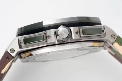 Audemars Piguet Royal Oak Offshore Chronograph 26400SO Beige Dial Green Ceramic Bezel Rubber Best Replica APF 44mm