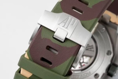 Audemars Piguet Royal Oak Offshore Chronograph 26400SO Beige Dial Green Ceramic Bezel Rubber Best Replica APF 44mm