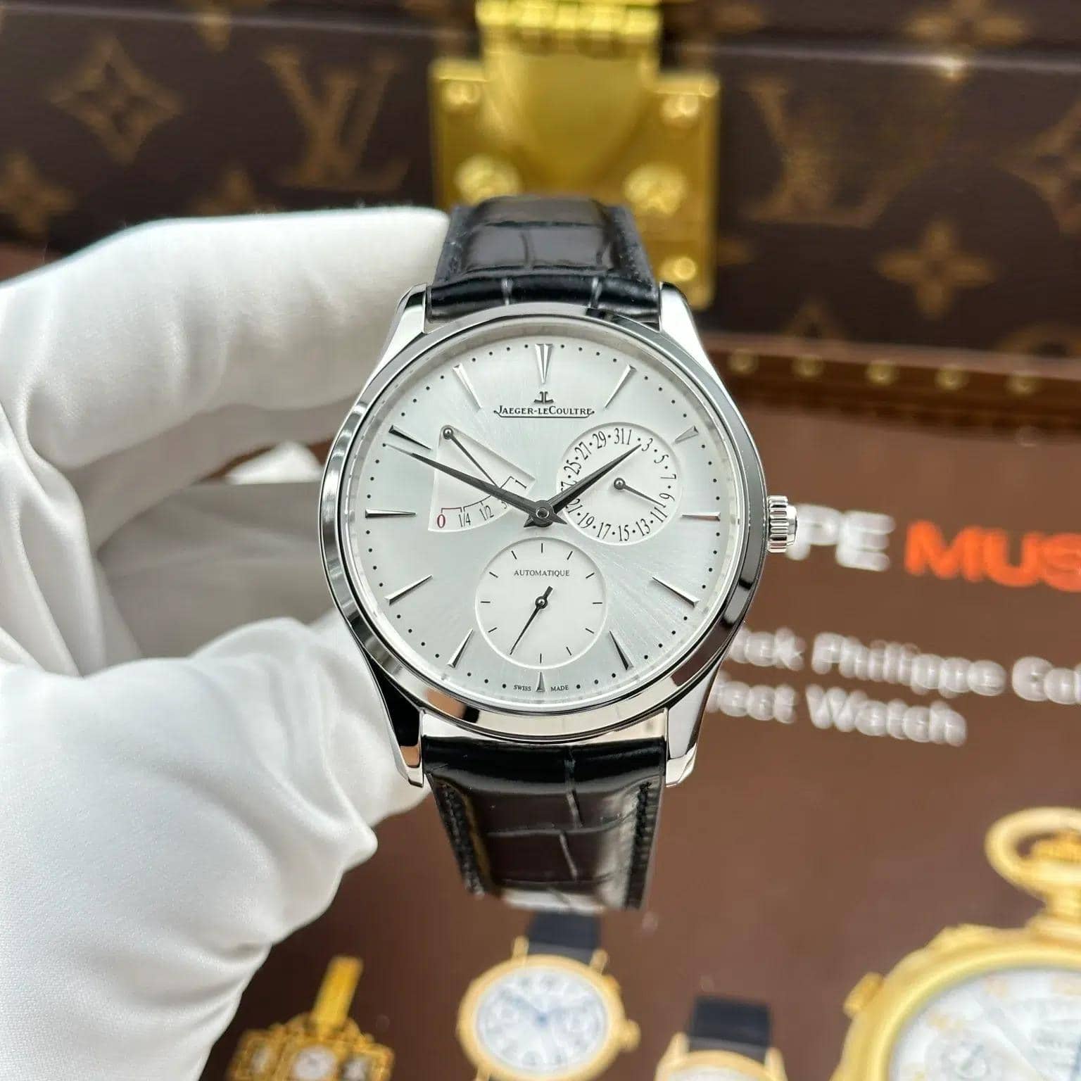 Jaeger Lecoultre Master Ultra Thin Power Reserve Q1378421 Silver Dial Leather Strap Best Replica APSF 39mm