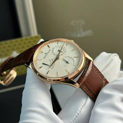Jaeger LeCoultre Master Ultra Thin Reserve De Marche Rose Gold Champagne Dial Leather Strap Best Replica ZF 39mm