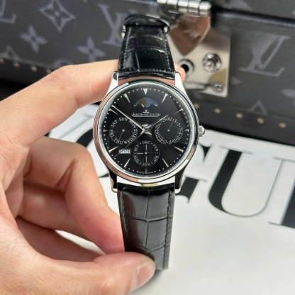Jaeger LeCoultre Master Ultra Thin Perpetual Calendar Black Dial Leather Strap Best Replica VR Factory 39mm