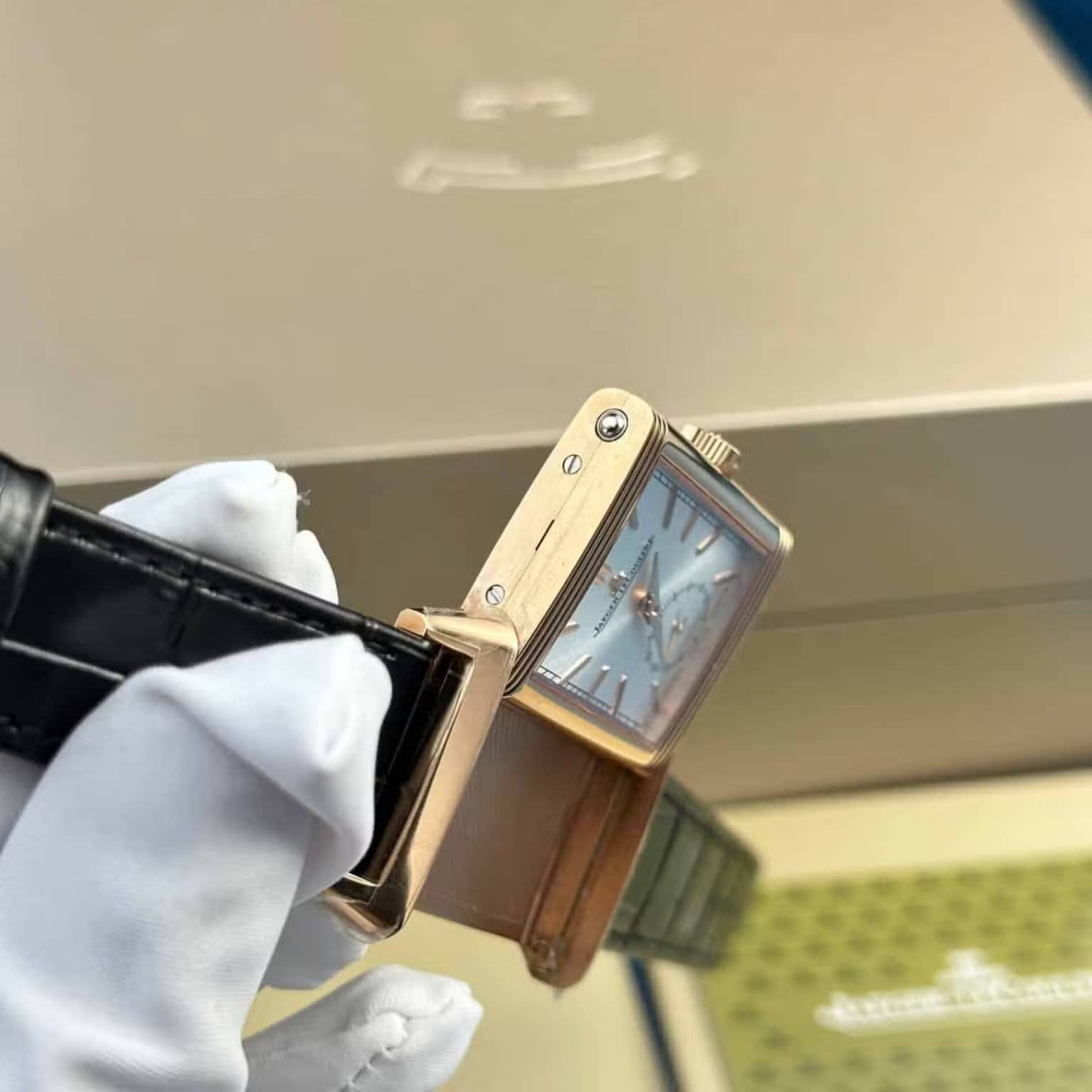 Jaeger LeCoultre Reverso Tribute Monoface Small Seconds Q7132521 Rose Gold Silver Dial Best Replica MGF 45.6×27.4mm