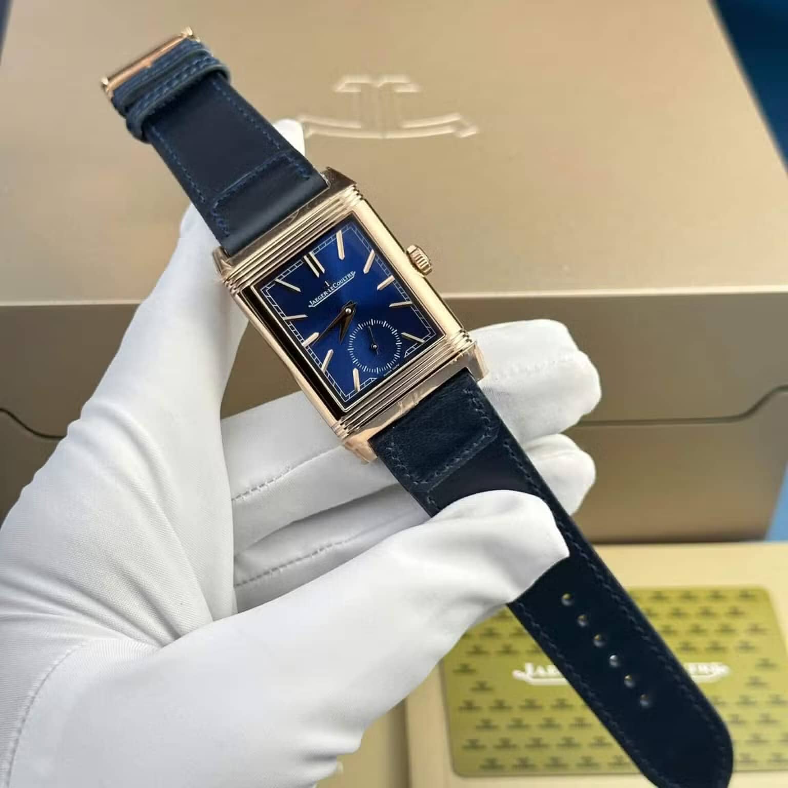 Jaeger LeCoultre Reverso Tribute Duoface Small Seconds Q398258J Blue Dial Best Replica MGF 47×28.3mm