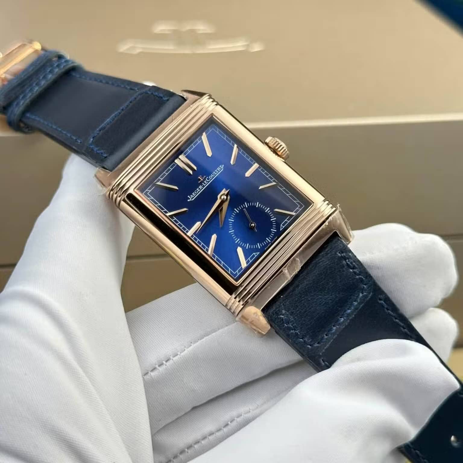 Jaeger LeCoultre Reverso Tribute Duoface Small Seconds Q398258J Blue Dial Best Replica MGF 47×28.3mm