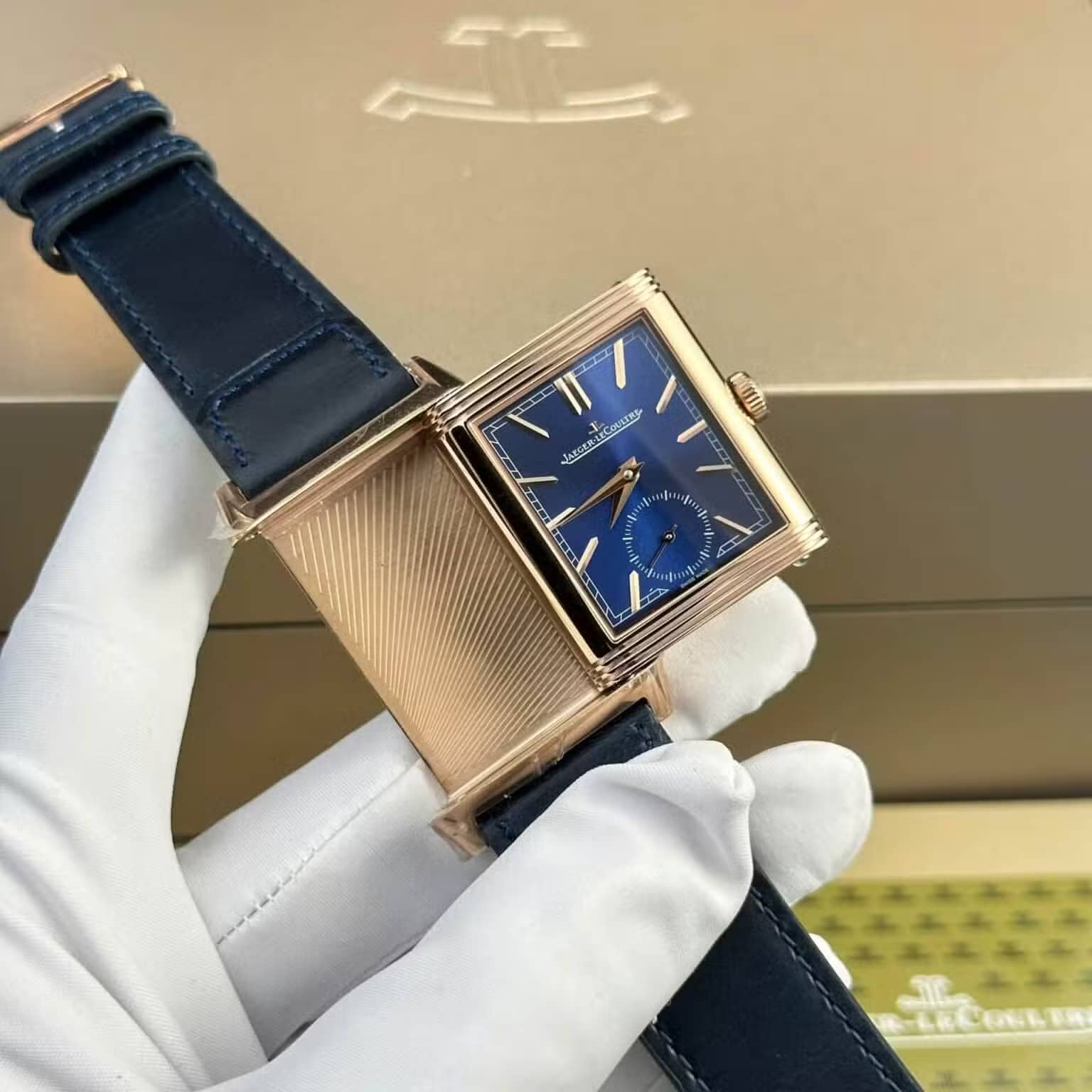 Jaeger LeCoultre Reverso Tribute Duoface Small Seconds Q398258J Blue Dial Best Replica MGF 47×28.3mm