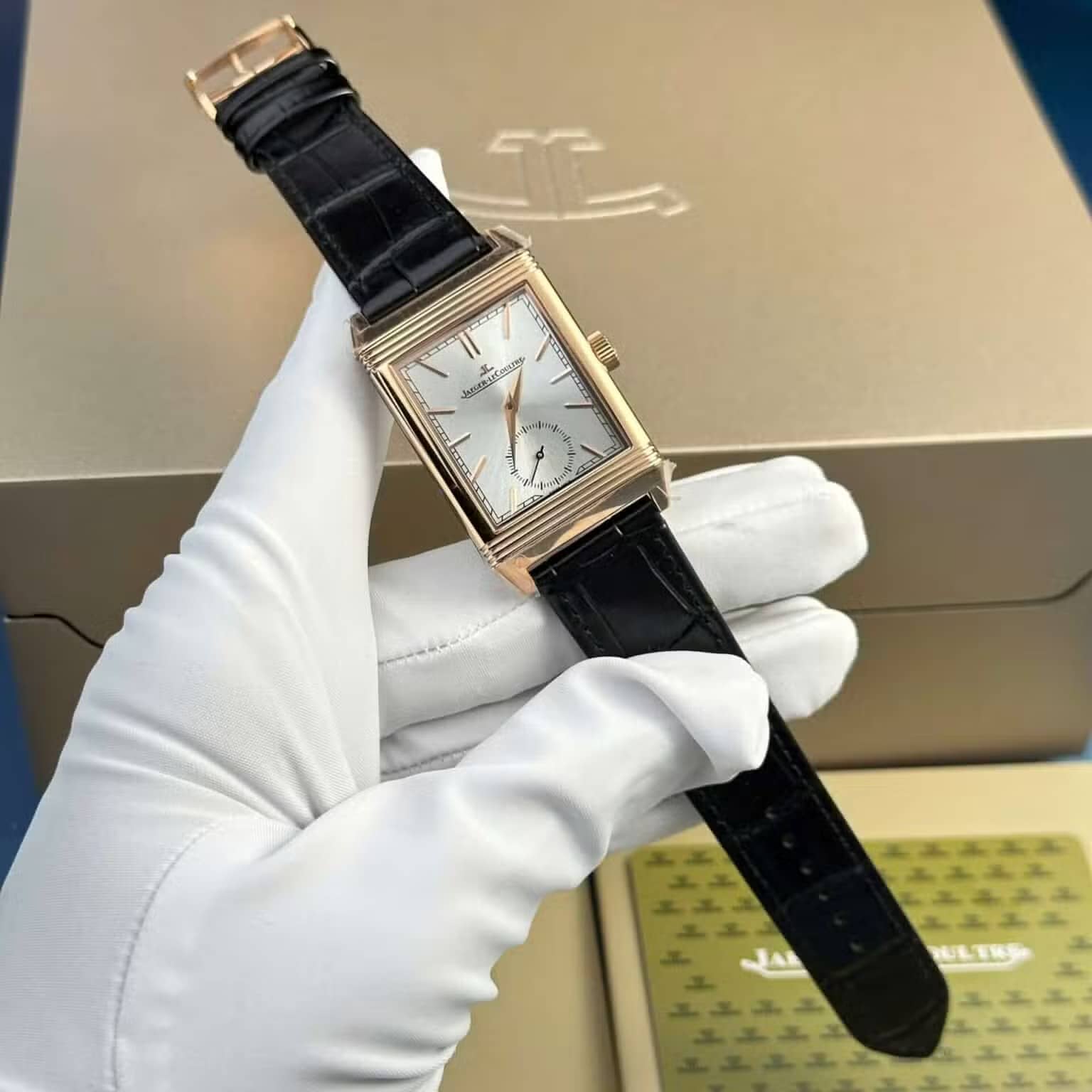 Jaeger LeCoultre Reverso Tribute Monoface Small Seconds Q7132521 Rose Gold Silver Dial Best Replica MGF 45.6×27.4mm