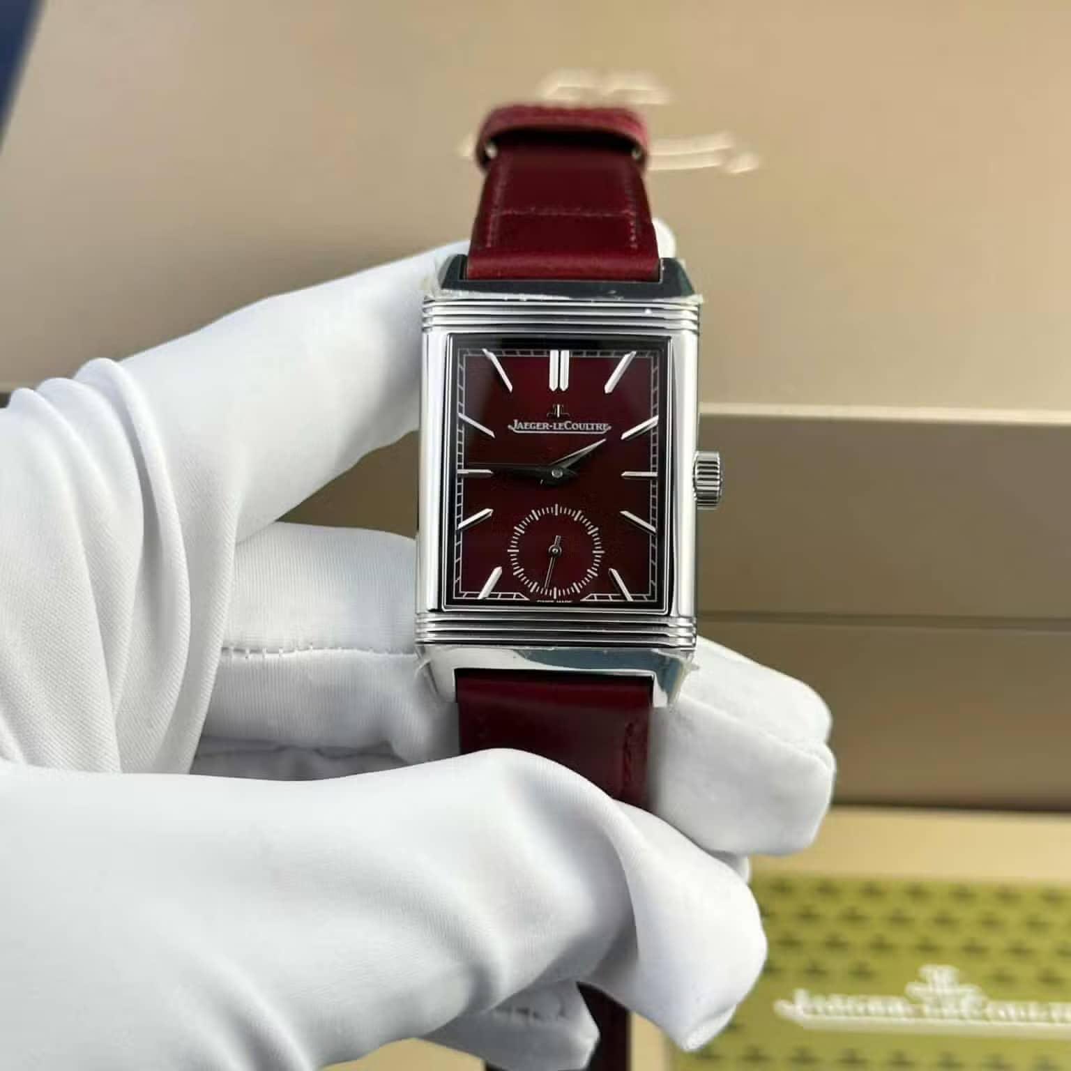 Jaeger LeCoultre Reverso Tribute Monoface Small Seconds Q397846J Wine-red Dial Best Replica MGF 45.6×27.4mm