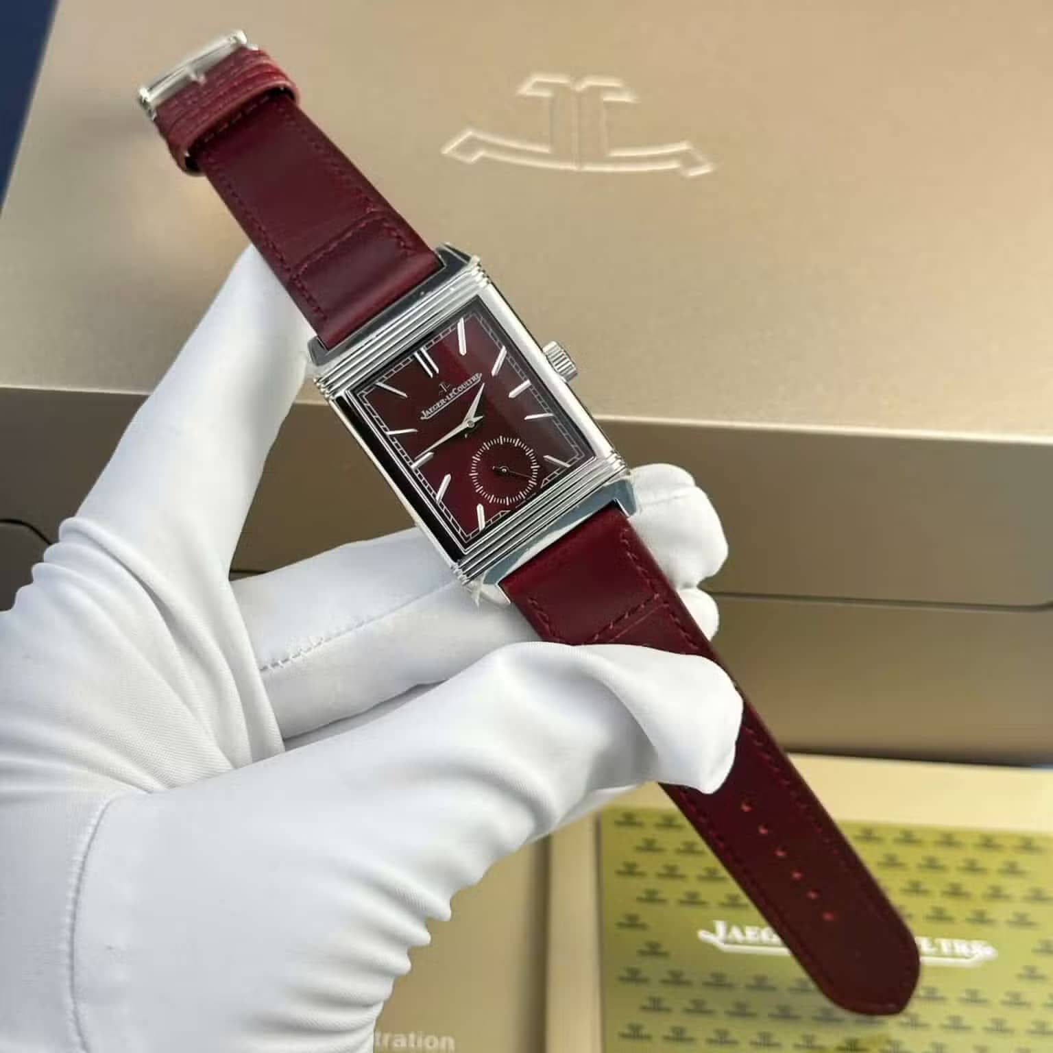 Jaeger LeCoultre Reverso Tribute Monoface Small Seconds Q397846J Wine-red Dial Best Replica MGF 45.6×27.4mm