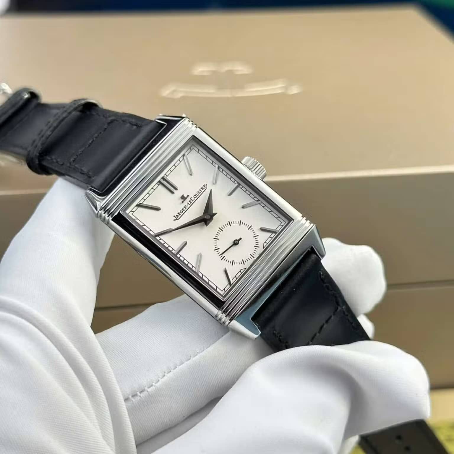 Jaeger LeCoultre Reverso Tribute Monoface Small Seconds Q713842J White Dial Best Replica MGF 45.6×27.4mm