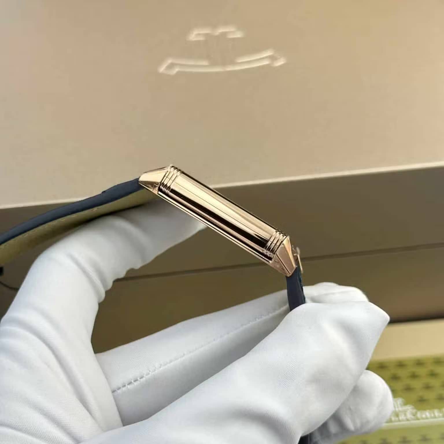 Jaeger LeCoultre Reverso Tribute Monoface Small Seconds Rose Gold Blue Dial Best Replica MGF 45.6×27.4mm