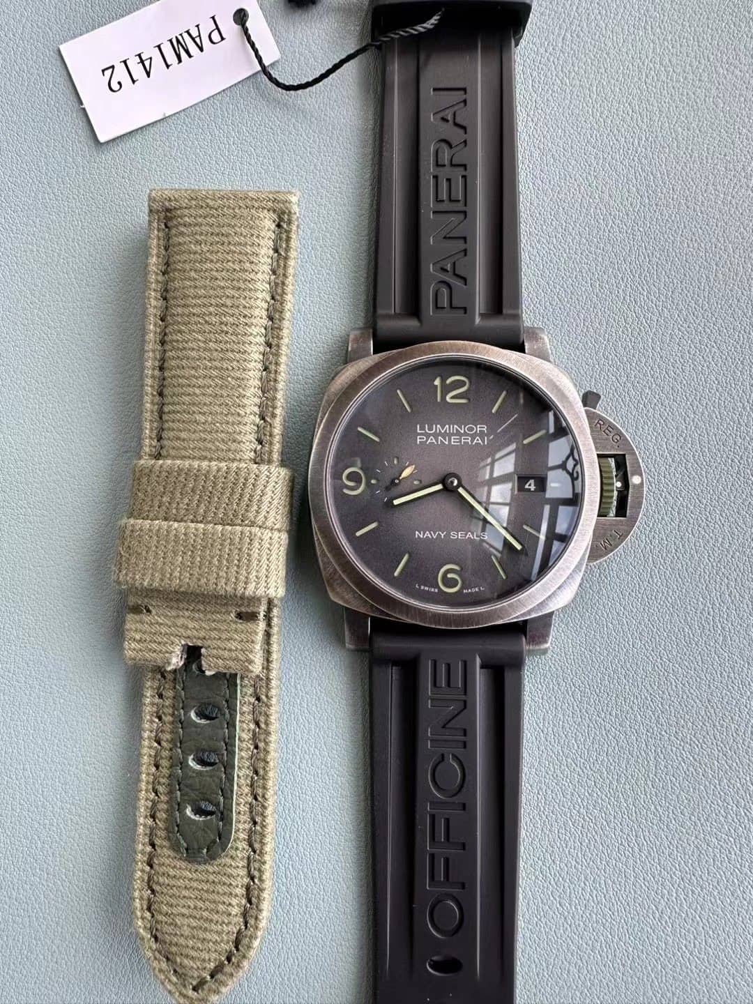 Panerai Luminor Marina Navy Seals PAM01412 Grey Dial Rubber Strap Best Replica VSF 44mm