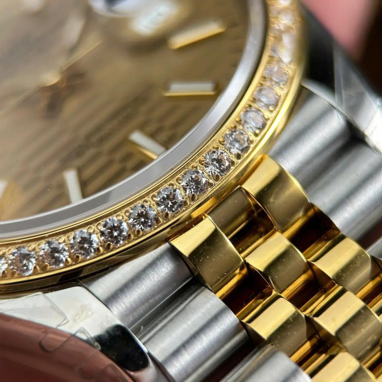Rolex Datejust 126283RBR SteelYellow Gold Fluted-Motif Dial Diamond Bezel Jubilee Bracelet Best Replica VSF 36mm